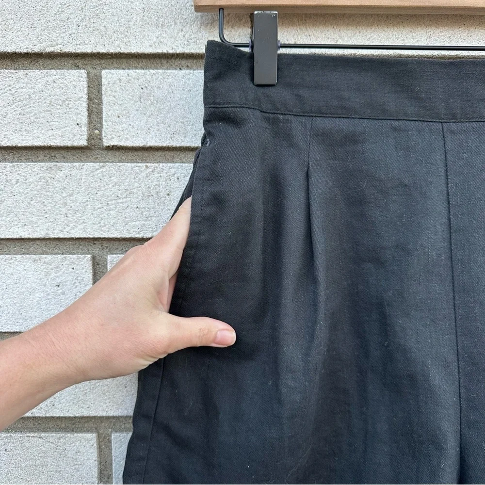 Madewell Clean Pull-On Linen Cotton Shorts Black Coal Elastic Waist Coastal S